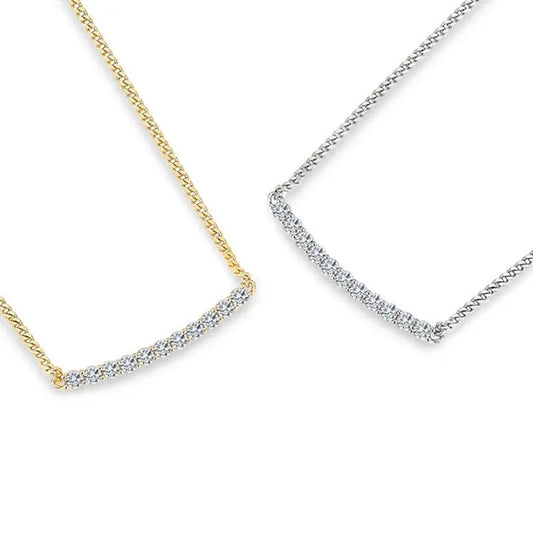 GRA Certified Full Moissanite Smile Pendant Necklace for Women 925 Sterling Silver Clavicle Chain Jewelry Gift Collares