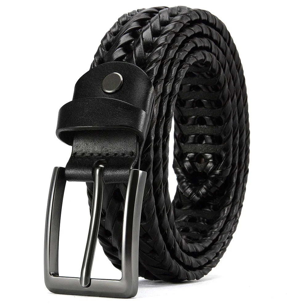Leather Braided Belts for Mens Casual Woven Leather Belt for Dress Pants