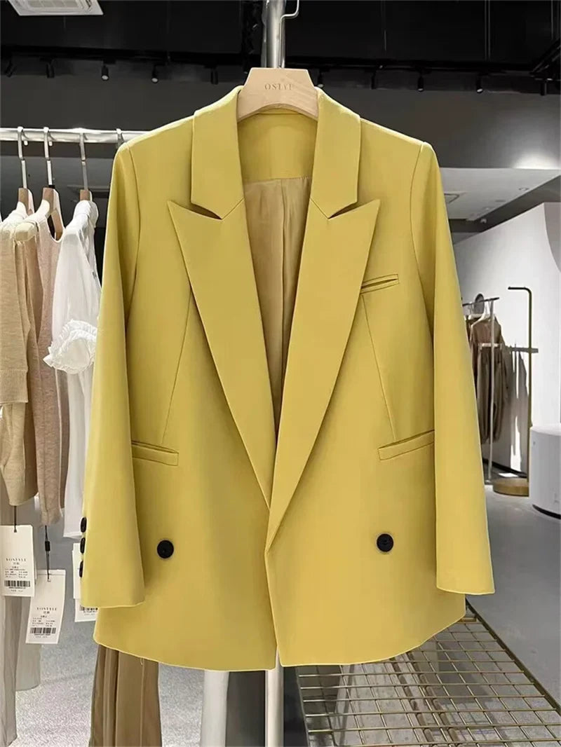 New Women Elegant Straight Suit Jacket Casual Office Lady Blazer High-end Clothes Spring Autumn Cardigan Jacket Female Outerwear