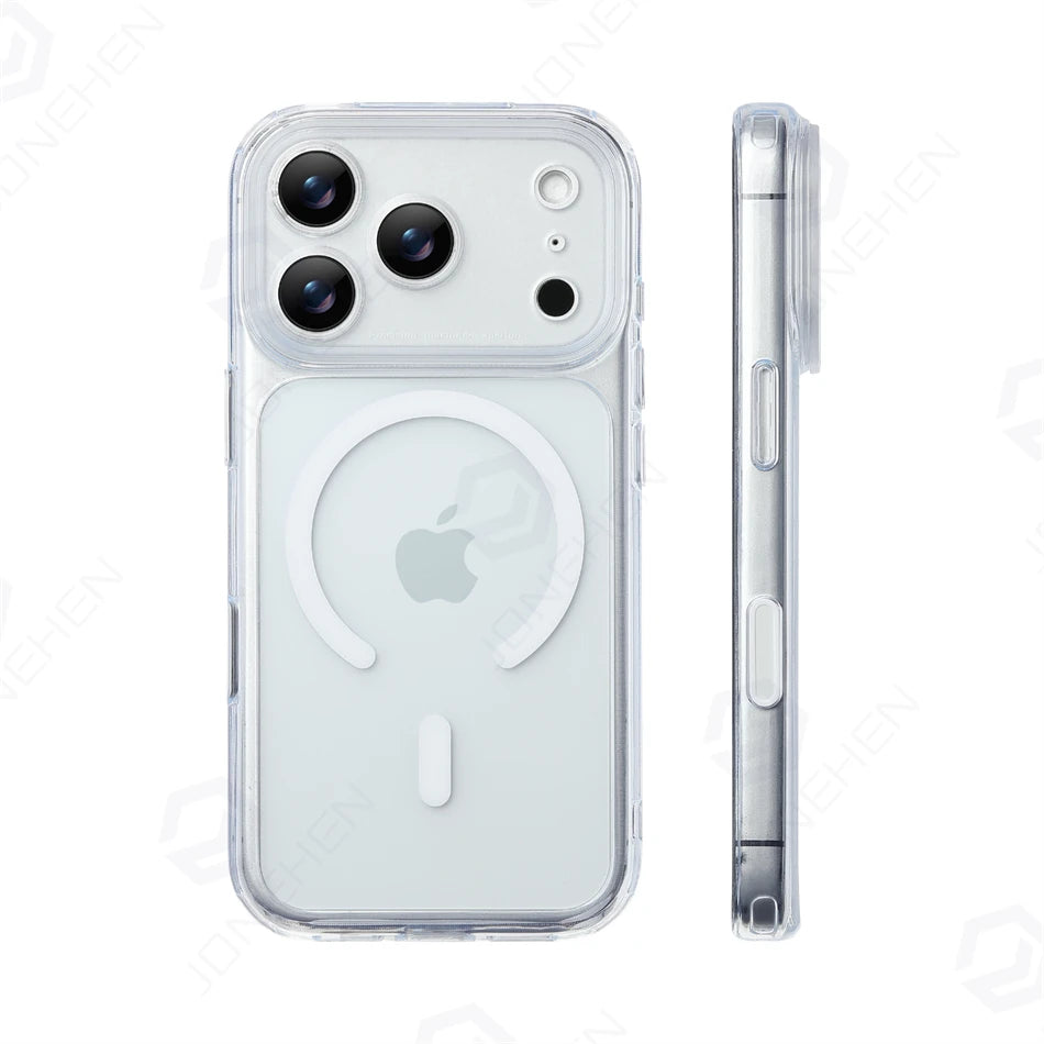 Business Matte Clear Camera Button Magnetic Case For iPhone 17 Pro Max Air 17pro Detachable Lens Shockproof Cover For Magsafe