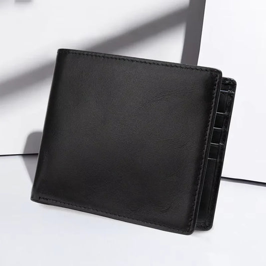MACHOSSY Portefeuille Homme Cuir Véritable Doux Portefeuilles Homme Cuir de Vachette Huilé Petit Porte-Cartes Noir Portefeuille Court pour Homme