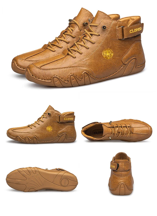 Hand-Sewn Soft-Soled Octopus Boot Men's Short Boots High-Top Leather Boots for Men