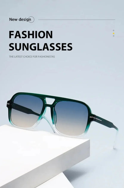 Double Bridge Square Aviator Sunglasses - UV400 Vintage Pilot Style, Retro Classic Sun Glasses for Men Women Unisex