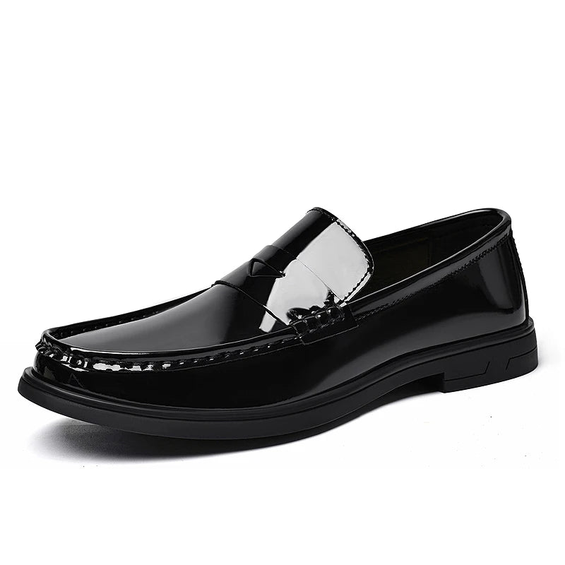 2026 New Men's Patent Leather Penny Loafers Slip On Design Soft Cushion Insole Wear Resistant Sole Business Wedding Party Shoes