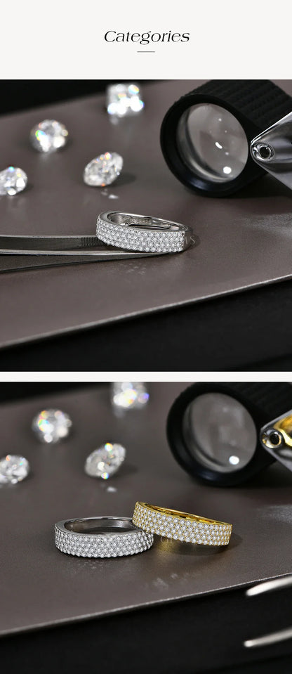 New D Color VVS1 Moissanite Rings S925 Silver 18K Gold Plated Simple Half Band Wedding Engagement Gifts for Women Men