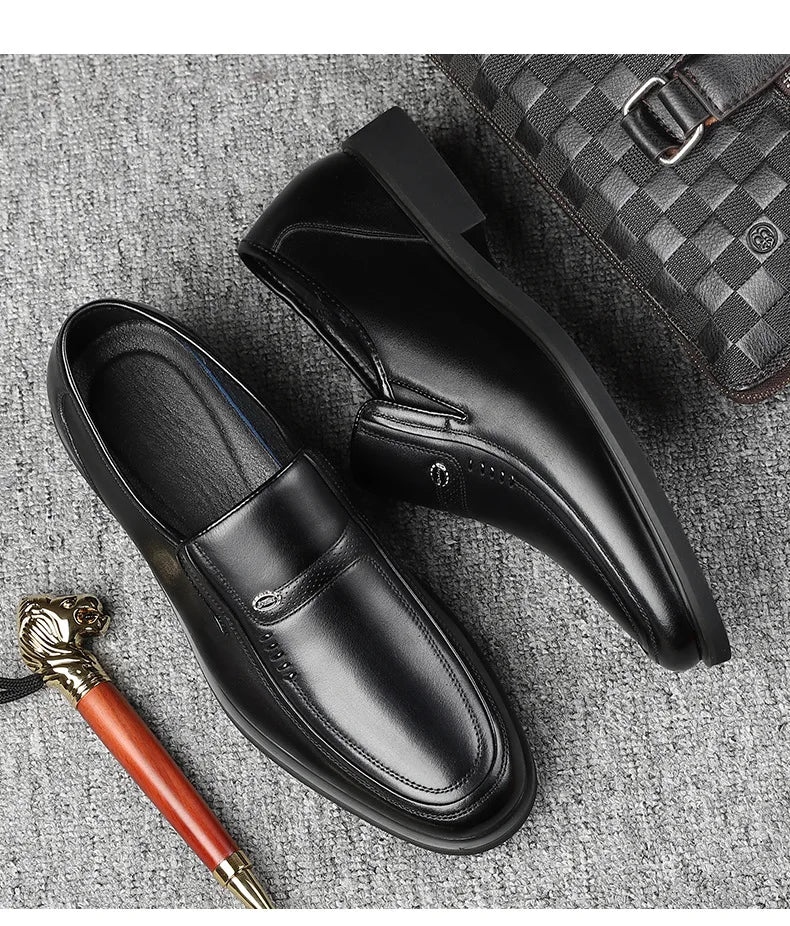 Cow Leather Men's Business Casual Shoes 2026 Spring Autumn Non Slip Dress Shoes Male Fashion Designer Loafers for Man
