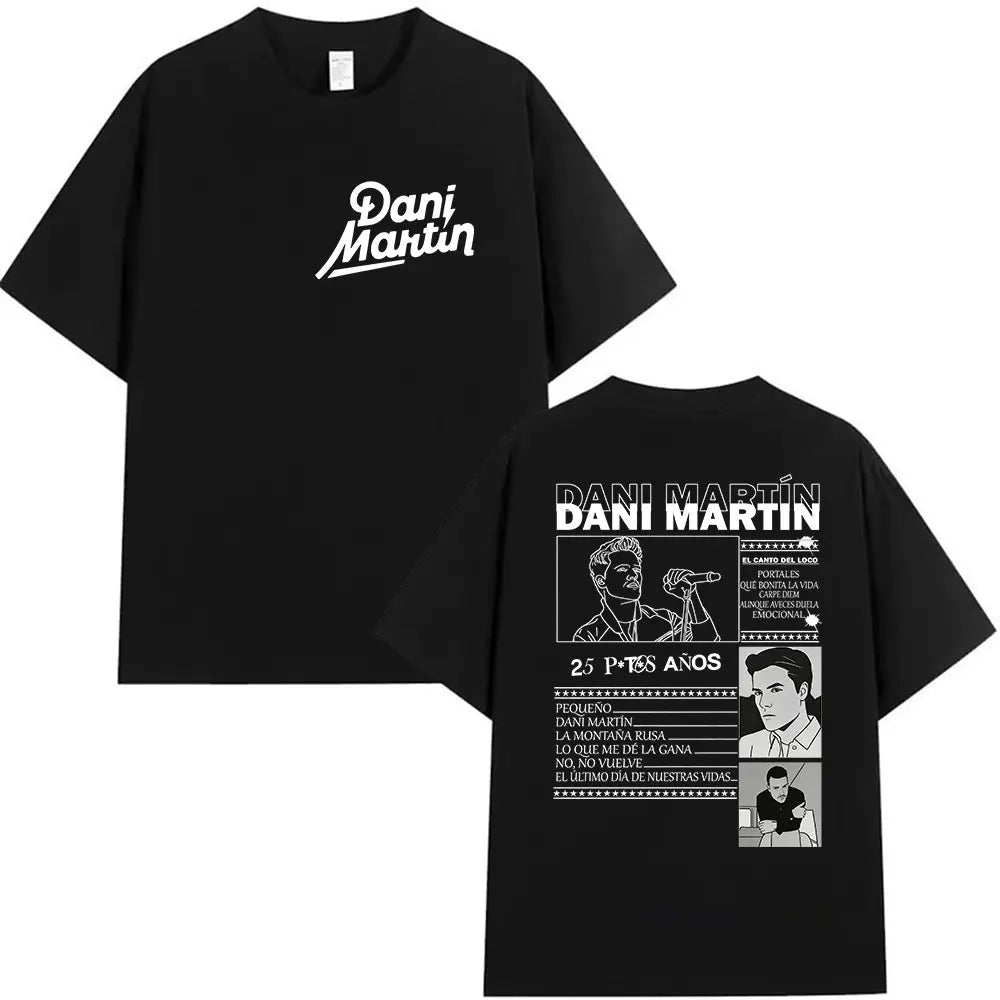 Rapper Dani Martin Tour 2025-2026 Merch T Shirts Men's Pop Music Clothing Short Sleeve T-shirt Man Hip Hop Gothic Vintage Tshirt