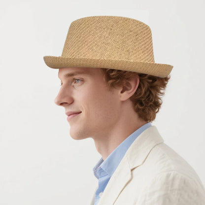 Men Women Straw Pork Pie Hats Summer Sunhat Boater Caps Sailor Sombrero Beach Fedora Trilby Outdoor Travel US Size 7 1/4 UK L