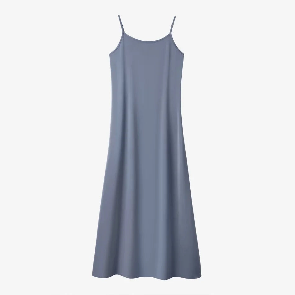 AS SS26 Luxe elegance slip satin dress + knitted top woman clothing set adjustable maxi floor length
