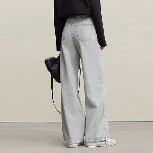 Women's Jeans 2026 Spring New Casual Solid Color Cotton Straight Women's Pants Versatile Long Denim Trousers 12621038