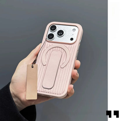 3D Corrugated Stripe Luggage Leather Holder Phone Case For IPhone 17 Pro Max 16 15 14 13 For Magsafe Anti-drop Protection Cover