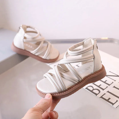 Sweet Princess Shoes for Little Girls 2026 Summer New Fashion Korean Edition High Top Roman Sandals for Girls