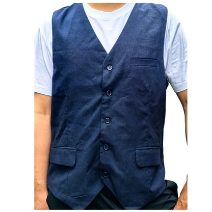 V Neck  Men's Vest Linen Suit Vest Summer Leisure Cotton Linen Waistcoat For Beach