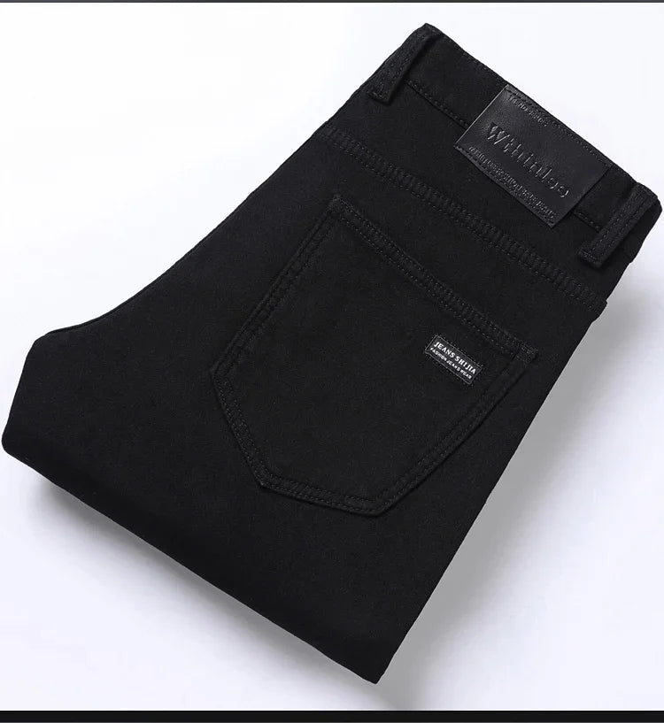 Men New Winter Classics Fleece Thick Warm Jeans Men's Loose Straight Elastic Denim Pants Casual Plush Trousers Large Size 28-40
