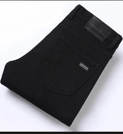 Men New Winter Classics Fleece Thick Warm Jeans Men's Loose Straight Elastic Denim Pants Casual Plush Trousers Large Size 28-40