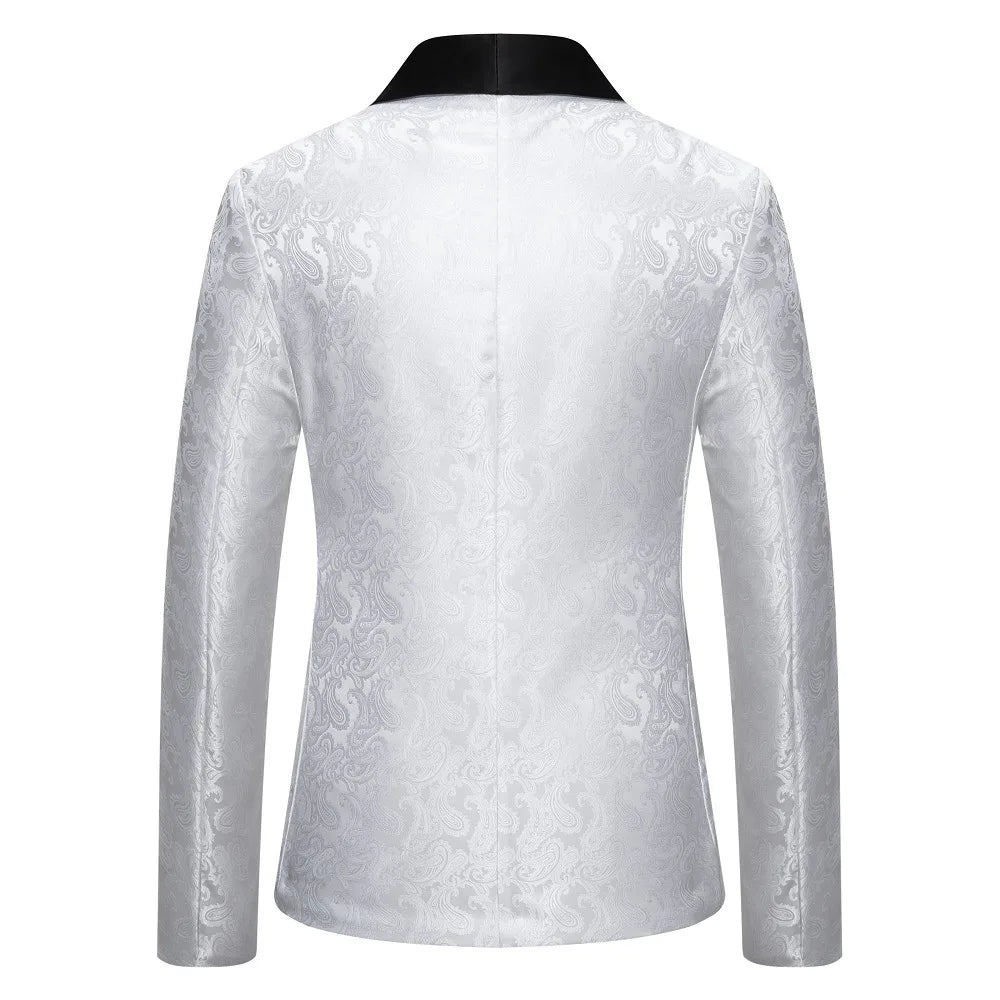2026 New Men's Red Cashew Flower Blazer, Wedding Party Dress Jacket, White Blue Black Brands Blazers Coat, S M L XL XXL