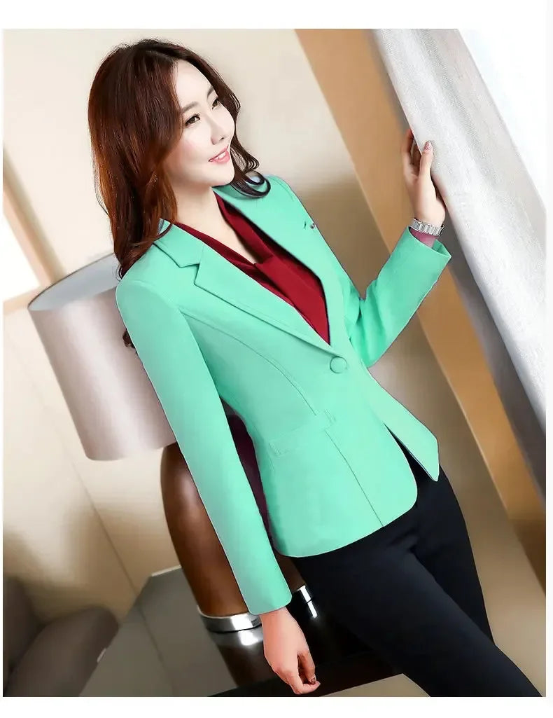 Korean Style Slim Fit Blazers for Women, Long Sleeve Casual Suits Jacket, Solid Color Black White Office Lady Suit Blazer M-3XL