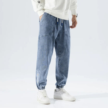 Spring Autumn Plus Size Baggy Jeans Men Hip Hop Streetwear Harem Pants Fashion Embroidery Stretch Cotton Casual Jogger Jeans 8XL