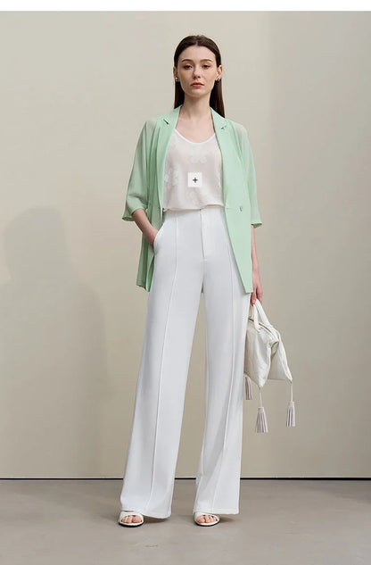 Women's Blazer 2026 Summer New Notch Lapel Dolman Sleeve Jacket Loose Lightweight Office Chiffon Coat For Women 12642007