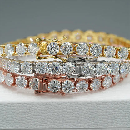 Hidden Spring Buckle Full Moissanite Tennis Bracelet D Color 2/2.5/3/4/5mm Lab Diamond Link Bracelets For Women Man Gift