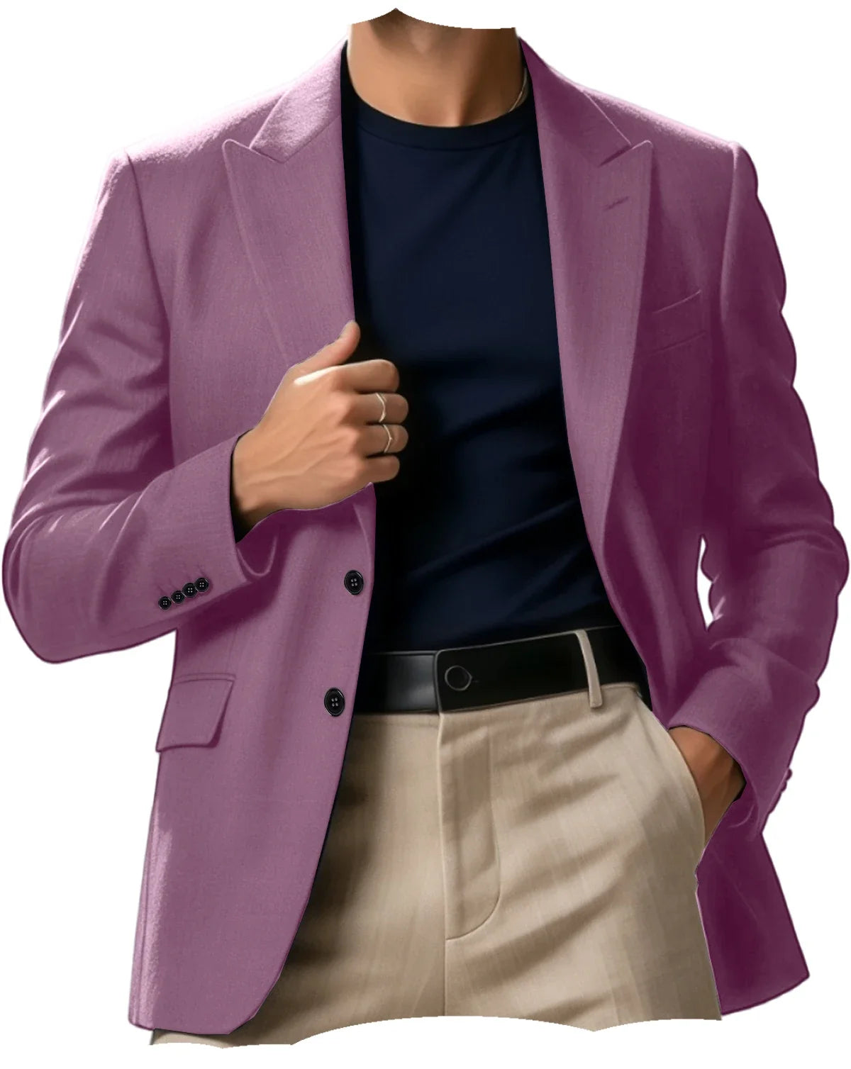 Men Blazer Jacket Single Breasted Notched Lapel Slim Fit Casual Business Suit Jacket Office Daily Wear Gentleman Sport Coat