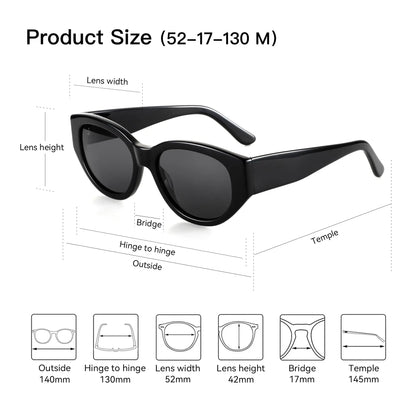 Women Butterfly Acetate Polarized Sunglasses Thick Frame UV400 Protection Sun Glasses Fashionable Ladies Shopping Gift
