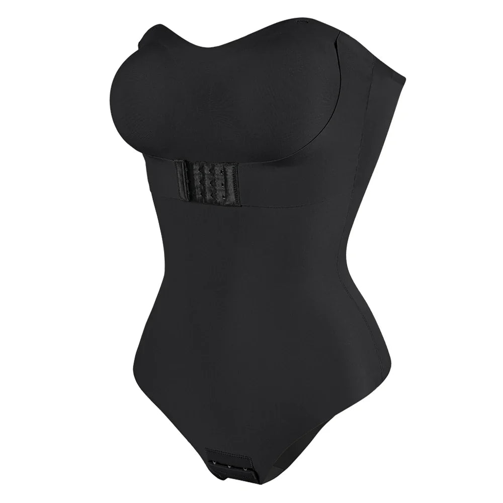 Strapless Bodysuit Off Shoulder Bustier Tube Top Women Front Closure Tummy Control Shapewear Removable Padded Underwear S-4XL