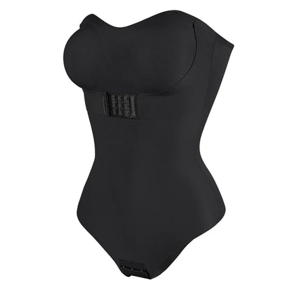 Strapless Bodysuit Off Shoulder Bustier Tube Top Women Front Closure Tummy Control Shapewear Removable Padded Underwear S-4XL