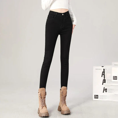 2024 Sexy Women Blue Slim Skinny Denim Jeans High Waist Elastic Mom Jeans Stretch Washed Pencil Pants Streetwear Tight Trousers