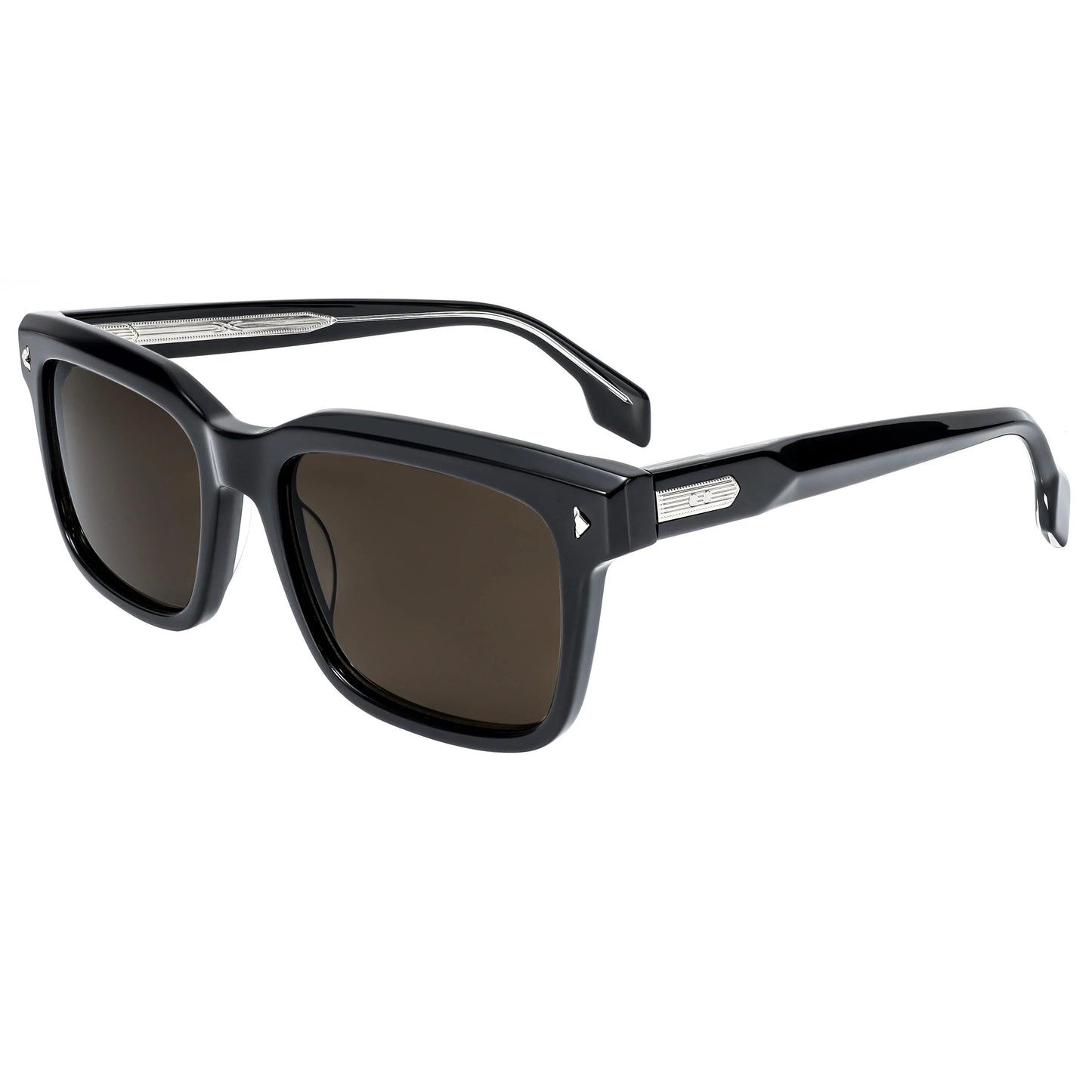Fashion Retro Rivet Transparent Acetate G15 Green UV400 Rectangle Sunglasses Unisex Eyewear