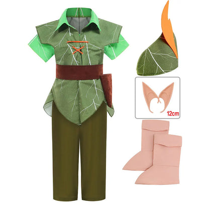 Green Elf Peter Pan Performance Costume Peter Pan Christmas Kids Party Boys Dress Up