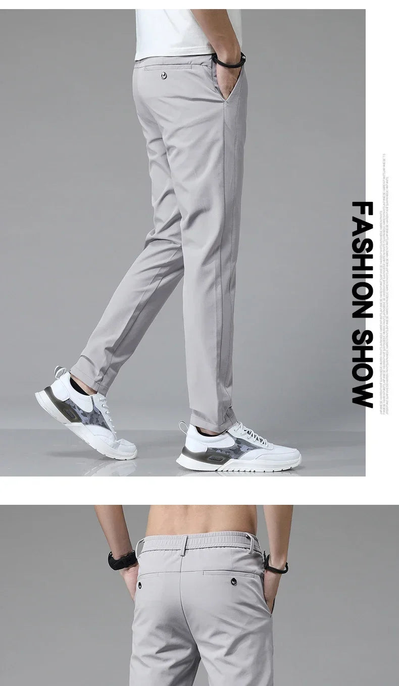 Spring Summer Ultra-thin Men's Stretch Slim Straight Casual Pants High Quality Fashion Breathable Golf Sports Trousers