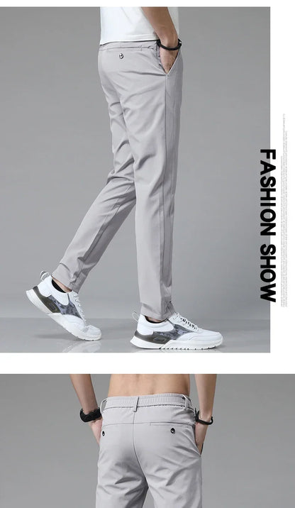 Spring Summer Ultra-thin Men's Stretch Slim Straight Casual Pants High Quality Fashion Breathable Golf Sports Trousers