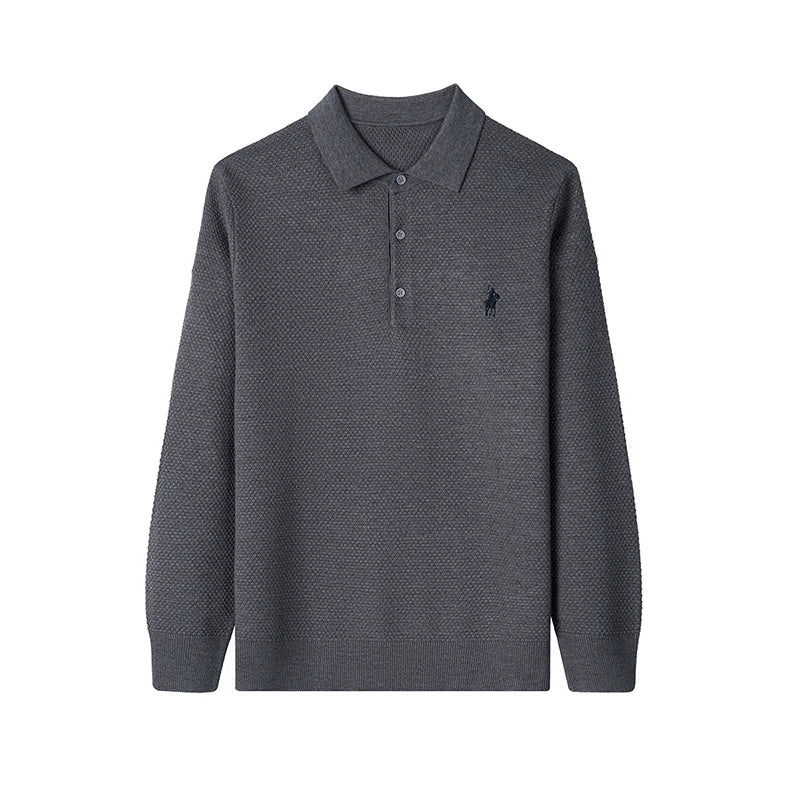 Light Luxury Cotton Long Sleeved T-shirt Men's Fashion Trend Lapel Autumn Paul Embroidery Polo Shirt Men's Long Sleeved Clothes