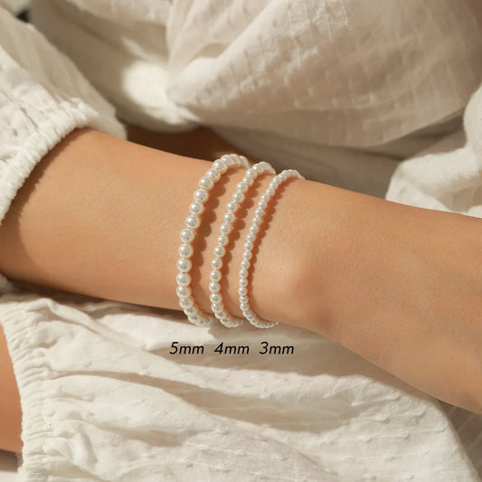 Bracelet élégant et délicat en argent sterling 925 avec perles de coquillage 3MM 4MM 5MM empilables pour femmes, bijoux fins pour la fête, cadeaux