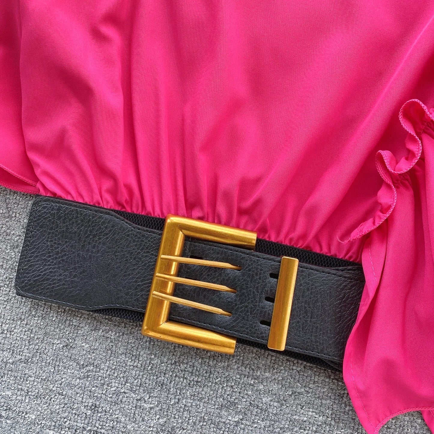 American Chic Blouse for Women Flounced Edge Skew Collar Bare Midriff Belt Skinny Shirts Summer Casual Female Tops Dropshipping