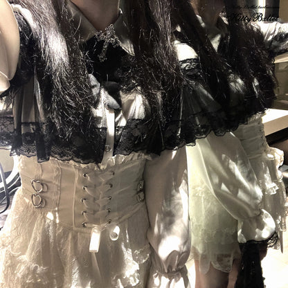 Japanese Original Lolita Lace Ruffle Edge Tied Bow High Waist Mini Skirt Spring Summer New Slim Waist Sweet Girl Y2k Skirt