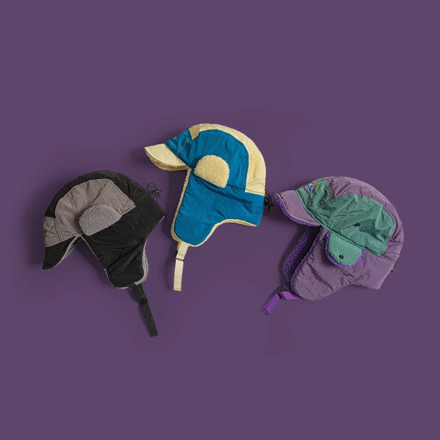 Fashion Embroidered Color Matching Plush Caps for Men and Women Riding Winter Outdoors Warm Earflaps Bomber Hats