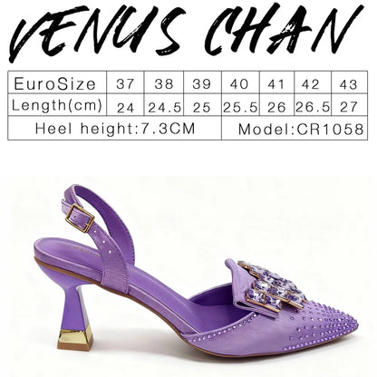 Taro Purple Color Shoes and Bag Elegant Handbags and Medium Heel Shoes Beautiful Handmade Flowers For Wedding Party