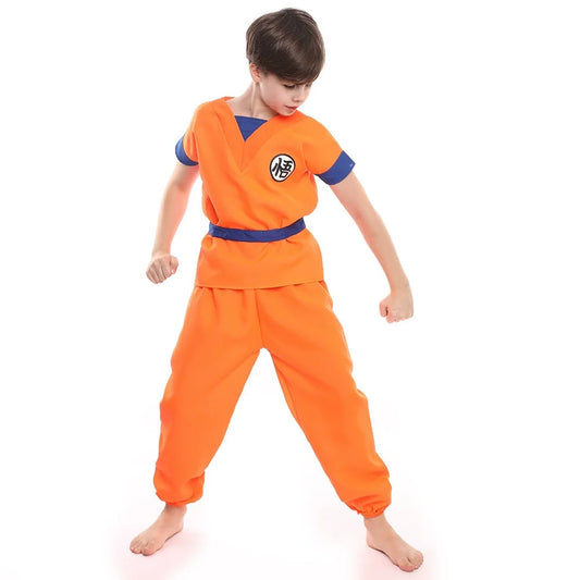 Boys Girls Halloween Son Goku Cosplay Costumes For Kids Outfit Bodysuit Men Krillin Training Clothes Saiyan Outfits Wig Dress Up