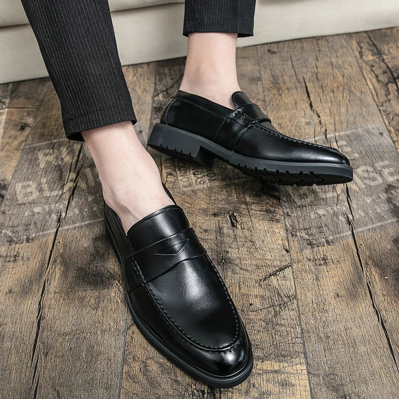 Mens Casual Leather Breathable Business Designer Brand Office Loafers Formal Classic Smile Footwear Dress Shoes for Men Flats 48
