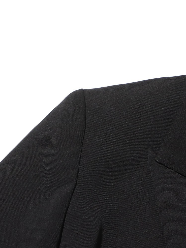 Patchwork Diamonds Backless Blazer For Women Notched Collar Long Sleeve Spliced Button Chic Blazers Female Style