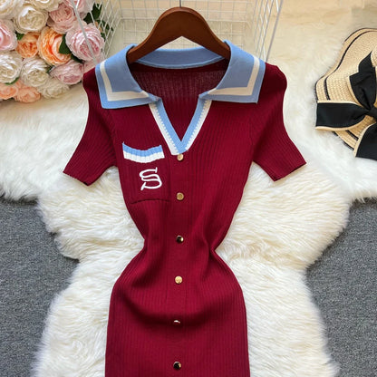 Brand Fashion Summer Knitted Dress Women 2025 New Y2K Embroidery Long Bodycon Sweater Dress Streetwear Lady Vestidos
