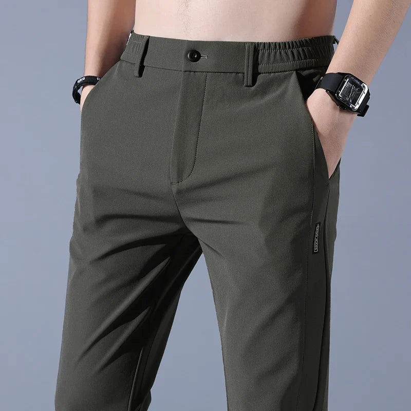 2026 Spring Summer Men's Ice Silk Golf Casual Slim Straight Thin Trousers Male Fashion Stretch Breathable Jogging 28-38