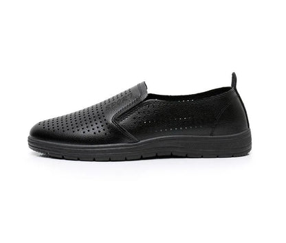 2026 Summer Men Sandals Business Casual Leather Hollow Out Shoes Breathable Soft Sole Clogs Fashion Comfortable Outdoor Slides