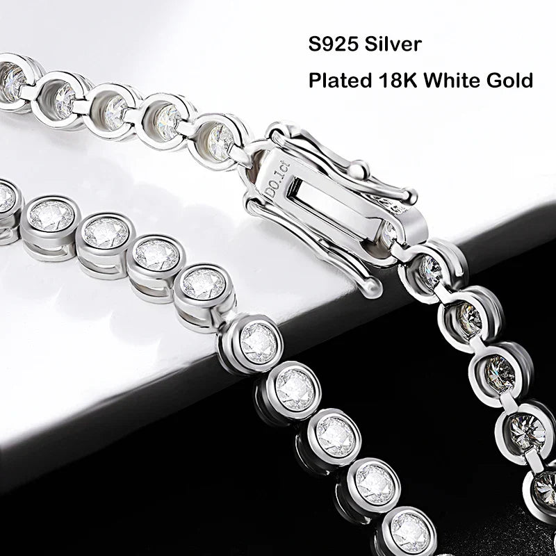 GRA Certified D Color 2-3mm Full Moissanite Tennis Bracelet For Women S925 Silver Plated 18K Bubble Diamond Link Bracelets