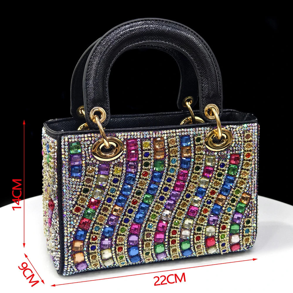 2025 Elegant Multicolor Color Women's  Heels and Rhinestone Handbag Set - Italian Design for Weddings and Parties