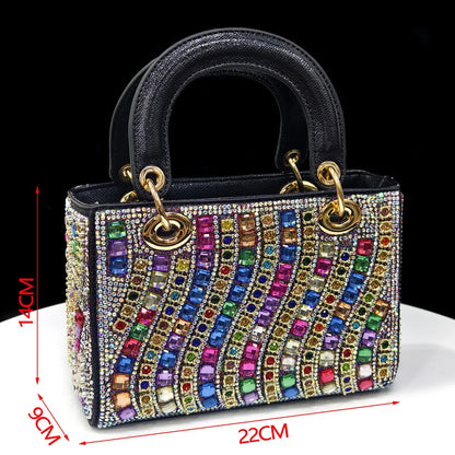 2025 Elegant Multicolor Color Women's  Heels and Rhinestone Handbag Set - Italian Design for Weddings and Parties