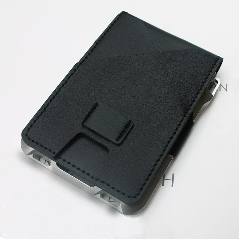 leather Credit Card Holder Wallets Men Brand Rfid Black brown Magic mutifunciton  Slim Mini Wallet Small Money Bag Male Purses