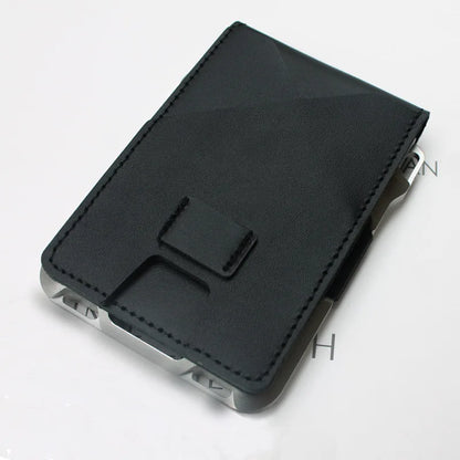 leather Credit Card Holder Wallets Men Brand Rfid Black brown Magic mutifunciton  Slim Mini Wallet Small Money Bag Male Purses